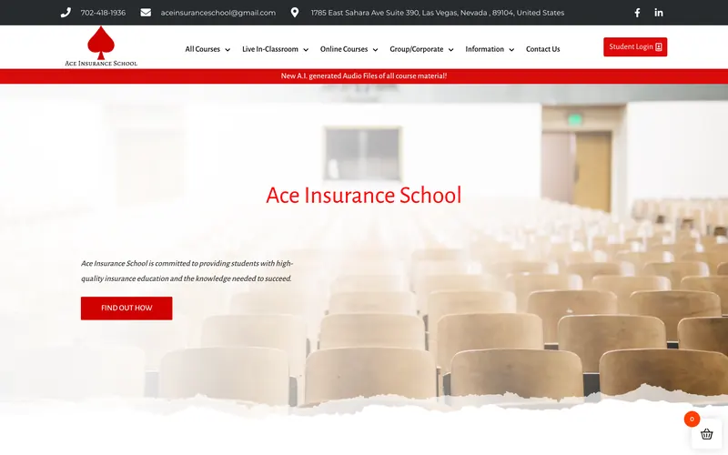 Ace Insurance School website