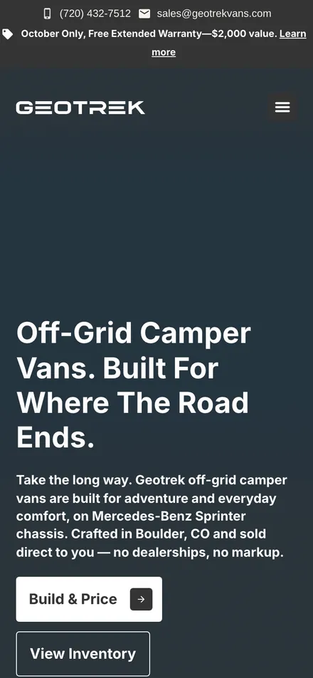 Geotrek Vans mobile view