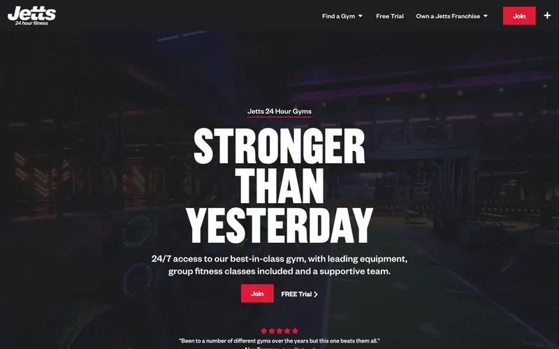 Jetts 24 Hour Gyms website by Soft IT Land