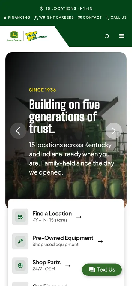 Wright Implement mobile view